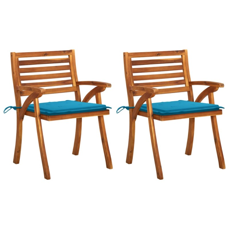 vidaXL Sillas de comedor jardín con cojines 2 uds madera maciza acacia vidaXL Sillas de comedor jardín con cojines 2 uds madera maciza acacia