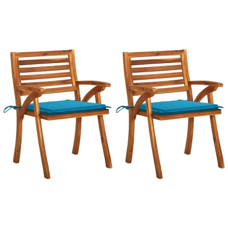 vidaXL Sillas de comedor jardín con cojines 2 uds madera maciza acacia