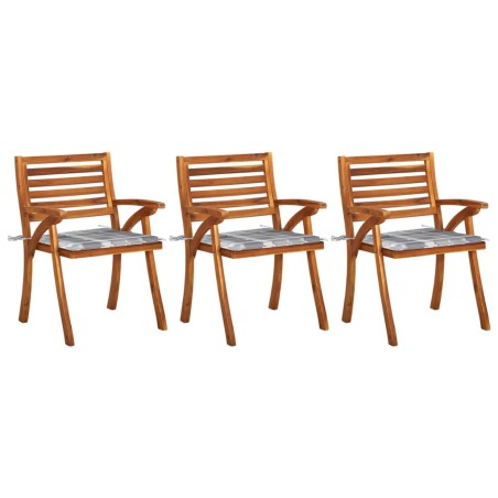 vidaXL Sillas de comedor jardín con cojines 3 uds madera maciza acacia