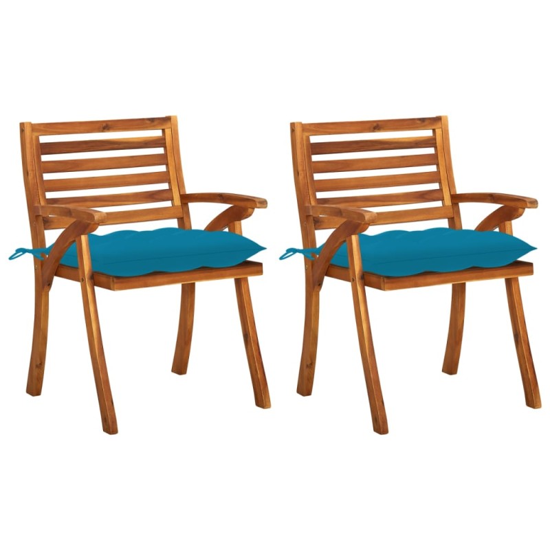 vidaXL Sillas de comedor jardín con cojines 2 uds madera maciza acacia vidaXL Sillas de comedor jardín con cojines 2 uds madera maciza acacia