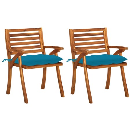 vidaXL Sillas de comedor jardín con cojines 2 uds madera maciza acacia