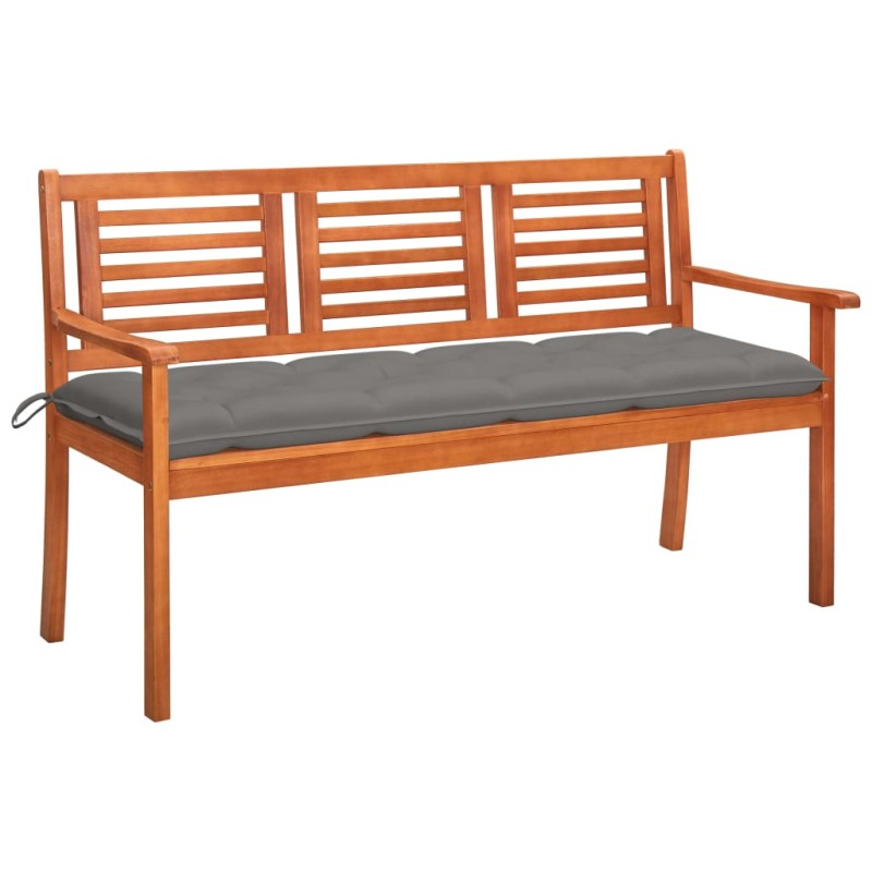 vidaXL Banco de jardín 3 plazas madera maciza eucalipto y cojín 150 cm vidaXL Banco de jardín 3 plazas madera maciza eucalipto y cojín 150 cm