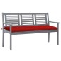 vidaXL Banco de jardín 3 plazas madera eucalipto gris y cojín 150 cm vidaXL Banco de jardín 3 plazas madera eucalipto gris y cojín 150 cm