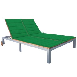 vidaXL Tumbona 2 personas con cojín madera maciza de acacia y acero
