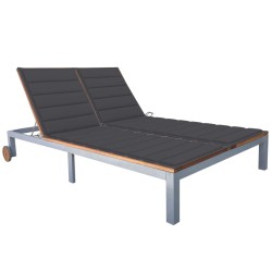 vidaXL Tumbona 2 personas con cojín madera maciza de acacia y acero