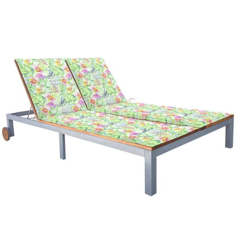 vidaXL Tumbona 2 personas con cojín madera maciza de acacia y acero vidaXL Tumbona 2 personas con cojín madera maciza de acacia y acero