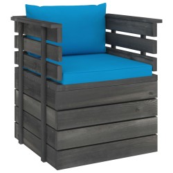 vidaXL Sillón de jardín con cojines madera de pino