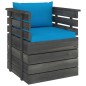 vidaXL Sillón de jardín con cojines madera de pino