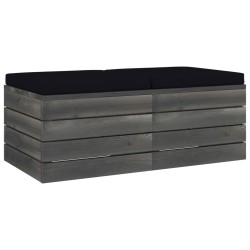 vidaXL Otomanas de palets de jardín 2 pzas cojines madera maciza pino