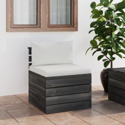 vidaXL Sofá central de palets de jardín con cojines de madera de pino