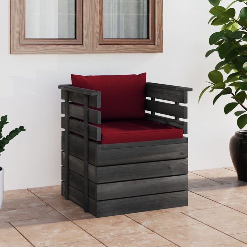 vidaXL Sillón de jardín con cojines madera de pino vidaXL Sillón de jardín con cojines madera de pino