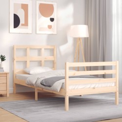 vidaXL Estructura de cama individual con cabecero madera maciza