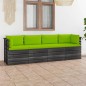 vidaXL Sofá de palets de jardín 4 plazas y cojines madera maciza pino vidaXL Sofá de palets de jardín 4 plazas y cojines madera maciza pino