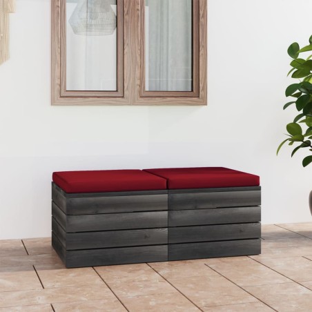 vidaXL Otomanas de palets de jardín 2 pzas cojines madera maciza pino