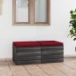 vidaXL Otomanas de palets de jardín 2 pzas cojines madera maciza pino vidaXL Otomanas de palets de jardín 2 pzas cojines madera maciza pino