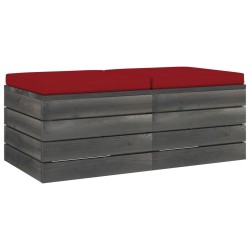 vidaXL Otomanas de palets de jardín 2 pzas cojines madera maciza pino