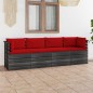 vidaXL Sofá de palets de jardín 4 plazas y cojines madera maciza pino vidaXL Sofá de palets de jardín 4 plazas y cojines madera maciza pino