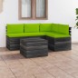 vidaXL Muebles de palés de jardín 5 piezas cojines madera maciza pino