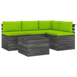 vidaXL Muebles de palés de jardín 5 piezas cojines madera maciza pino