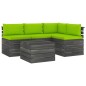 vidaXL Muebles de palés de jardín 5 piezas cojines madera maciza pino