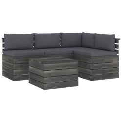 vidaXL Muebles de palés de jardín 5 piezas cojines madera maciza pino