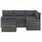 vidaXL Muebles de palés de jardín 5 piezas cojines madera maciza pino vidaXL Muebles de palés de jardín 5 piezas cojines madera maciza pino