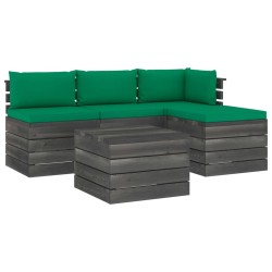 vidaXL Muebles de jardín de palets 5 piezas cojines madera maciza pino