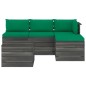 vidaXL Muebles de jardín de palets 5 piezas cojines madera maciza pino vidaXL Muebles de jardín de palets 5 piezas cojines madera maciza pino