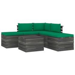 vidaXL Muebles de jardín de palets 6 piezas cojines madera maciza pino