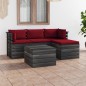 vidaXL Muebles de palés de jardín 5 piezas cojines madera maciza pino