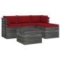 vidaXL Muebles de palés de jardín 5 piezas cojines madera maciza pino
