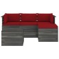 vidaXL Muebles de palés de jardín 5 piezas cojines madera maciza pino