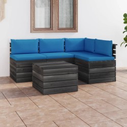 vidaXL Muebles de palés de jardín 5 piezas cojines madera maciza pino