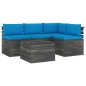 vidaXL Muebles de palés de jardín 5 piezas cojines madera maciza pino vidaXL Muebles de palés de jardín 5 piezas cojines madera maciza pino