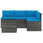 vidaXL Muebles de palés de jardín 5 piezas cojines madera maciza pino vidaXL Muebles de palés de jardín 5 piezas cojines madera maciza pino