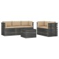 vidaXL Muebles de palets de jardín 6 piezas cojines madera maciza pino