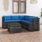 vidaXL Muebles de palets de jardín 6 piezas cojines madera maciza pino