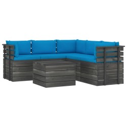 vidaXL Muebles de palets de jardín 6 piezas cojines madera maciza pino