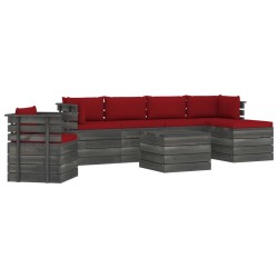 vidaXL Muebles de palés de jardín 7 piezas cojines madera maciza pino