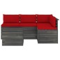 vidaXL Muebles de palés de jardín 5 piezas cojines madera maciza pino vidaXL Muebles de palés de jardín 5 piezas cojines madera maciza pino