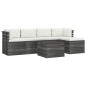 vidaXL Muebles de palés de jardín 6 piezas cojines madera maciza pino vidaXL Muebles de palés de jardín 6 piezas cojines madera maciza pino