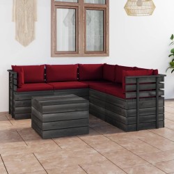 vidaXL Muebles de palets de jardín 6 piezas cojines madera de pino