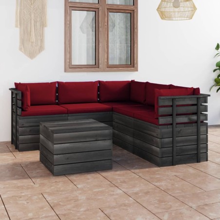 vidaXL Muebles de palets de jardín 6 piezas cojines madera de pino