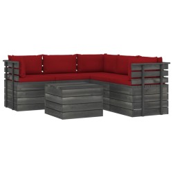 vidaXL Muebles de palets de jardín 6 piezas cojines madera de pino