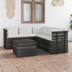 vidaXL Muebles de palets de jardín 6 piezas cojines madera maciza pino