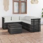 vidaXL Muebles de palets de jardín 6 piezas cojines madera maciza pino