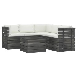 vidaXL Muebles de palets de jardín 6 piezas cojines madera maciza pino