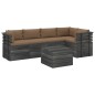 vidaXL Muebles de palets para jardín 6 pzas cojines madera maciza pino vidaXL Muebles de palets para jardín 6 pzas cojines madera maciza pino