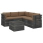 vidaXL Muebles de palets para jardín 6 pzas cojines madera maciza pino vidaXL Muebles de palets para jardín 6 pzas cojines madera maciza pino