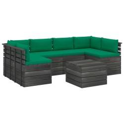 vidaXL Muebles de palets para jardín 7 pzas cojines madera maciza pino